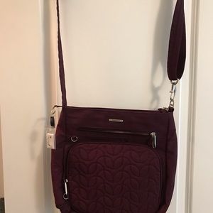 Travelon deep wine nylon cross body purse